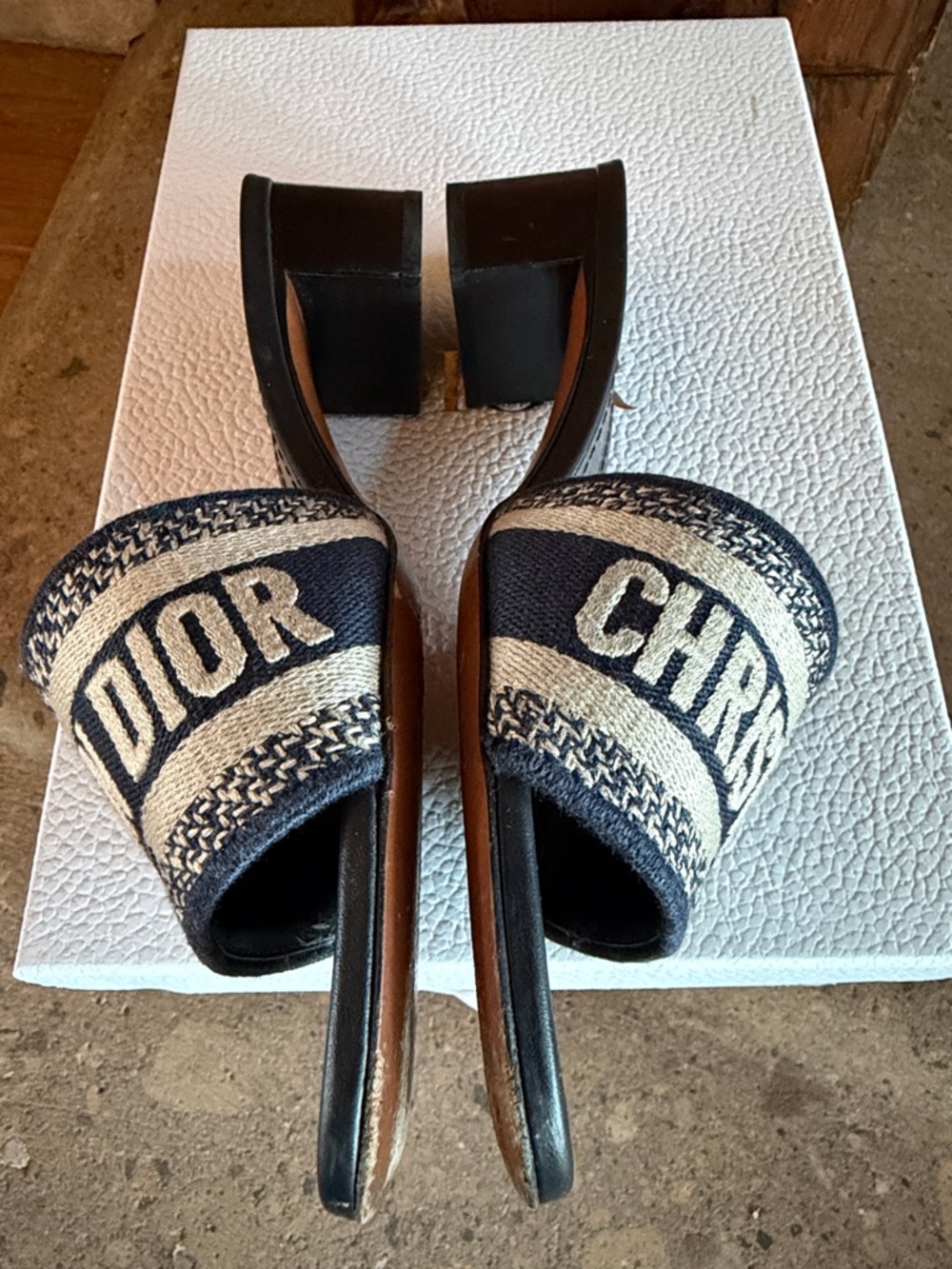 Auth. Dior Dway Embroidered Slide Heel Mule - Picture 12 of 13